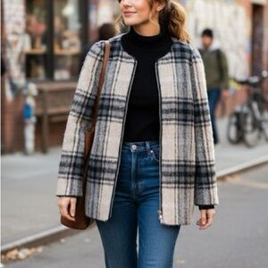 Aritzia Wilfred Wool Blend Plaid Coat